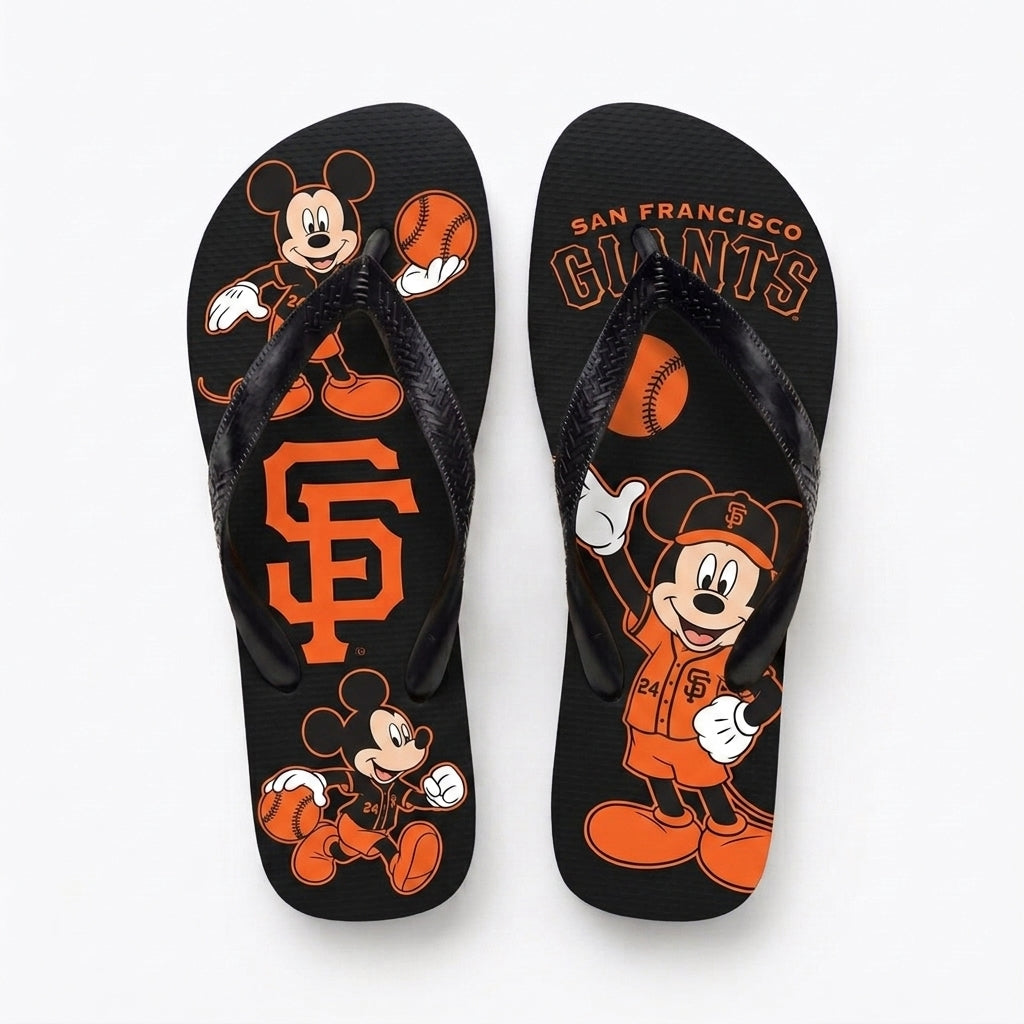 Cartoon Mouse Baseball Flip Flops — Sport Fan Sandals | 30 Teams Available