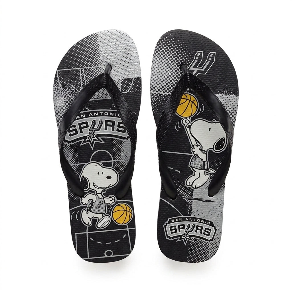 Cartoon Beagle Basketball Flip Flops — Sport Fan Sandals | 30 Teams Available