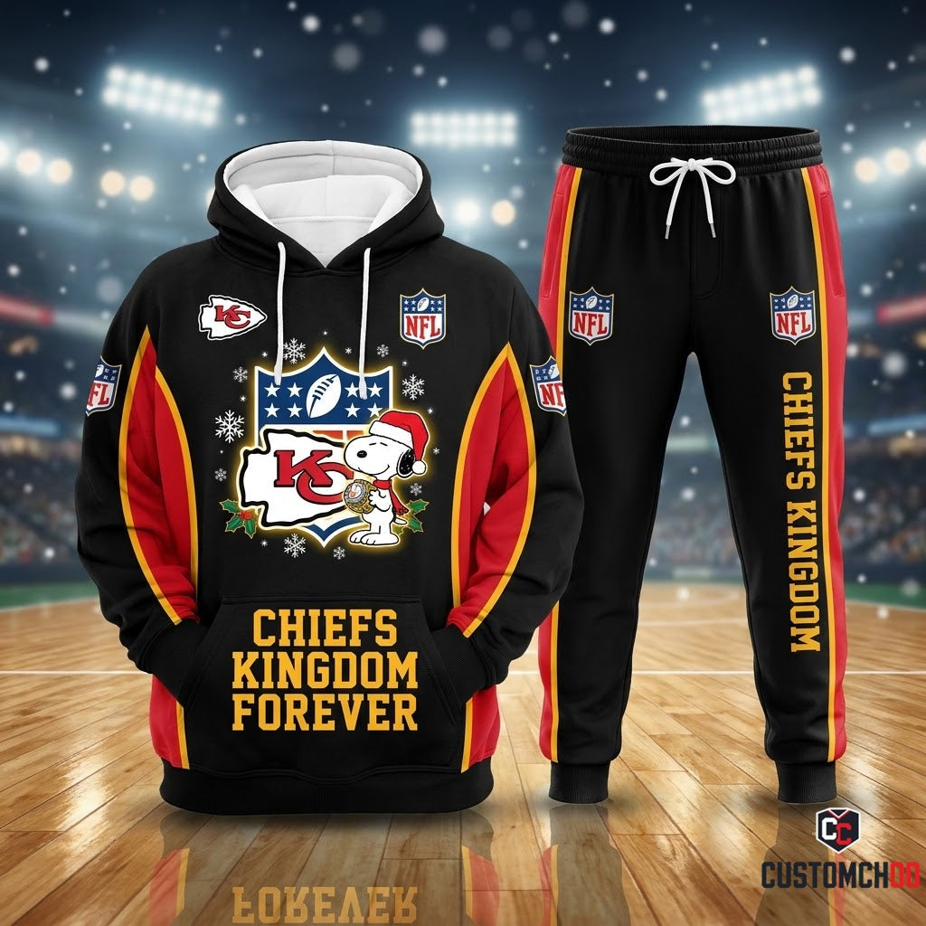 Kansas City Chiefs snoopy-inspired christmas hoodie and sweatpants tracksuit set – Holiday Shield All Star