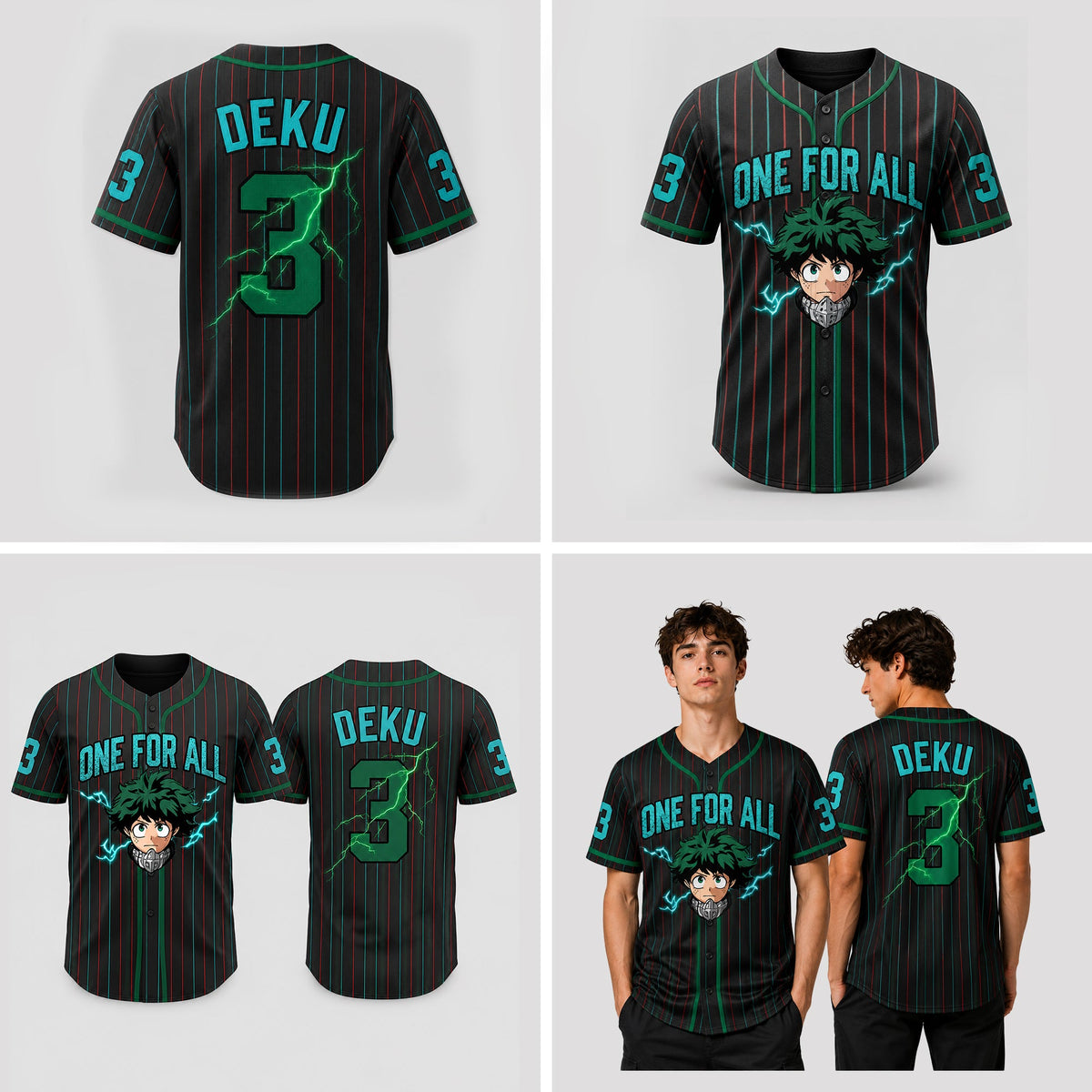 Custom Green Hero Baseball Jersey, Anime Academy Inspired Personalized Shirt - Custom Fan Apparel Image 5