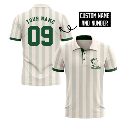 Custom Name Number Polo Shirt — Personalized Men’s Jersey Polo — Cream Green Casual Golf Shirt — Bir - Custom Fan Apparel Image 4