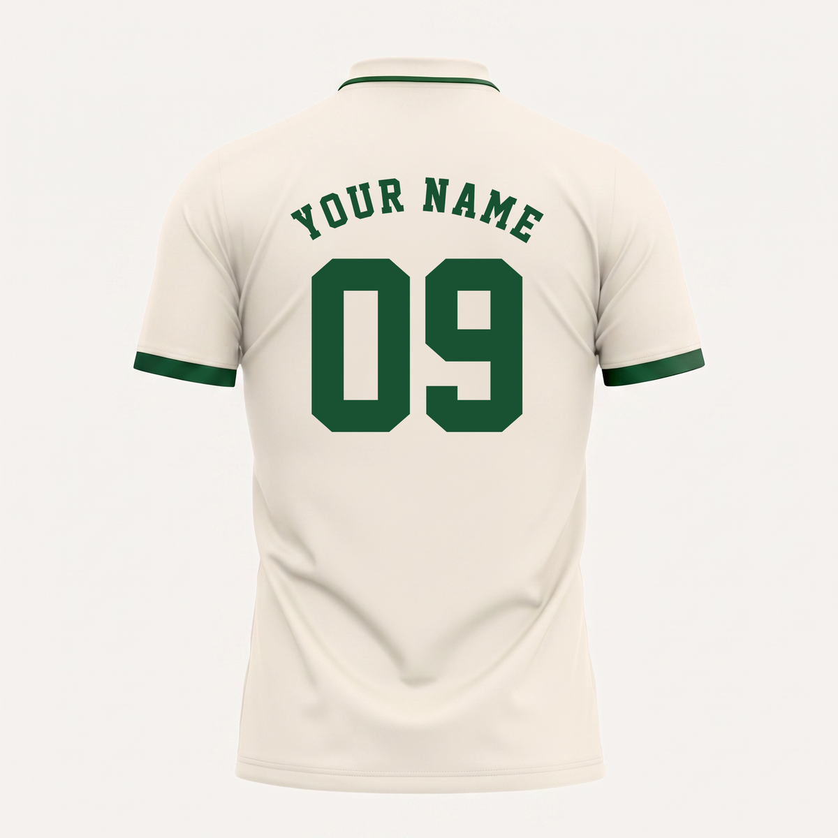 Custom Name Number Polo Shirt — Personalized Men’s Jersey Polo — Cream Green Casual Golf Shirt — Bir - Custom Fan Apparel Image 3