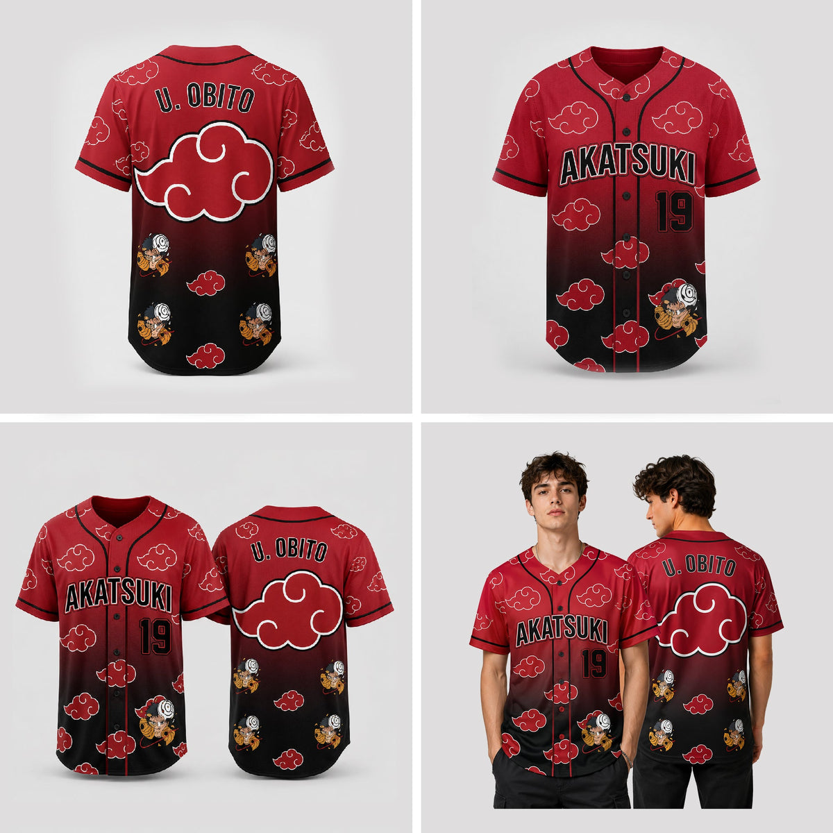 Custom Red Cloud Ninja Baseball Jersey, Personalized Name Number Anime Inspired Shirt - Custom Fan Apparel Image 4