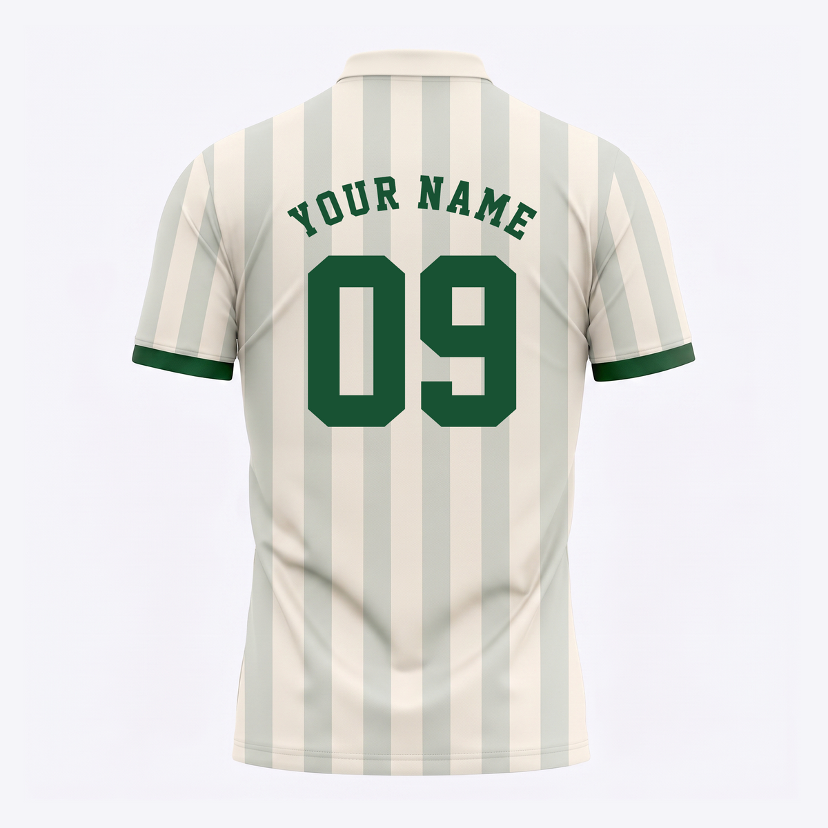 Custom Name Number Polo Shirt — Personalized Men’s Jersey Polo — Cream Green Casual Golf Shirt — Bir - Custom Fan Apparel Image 3