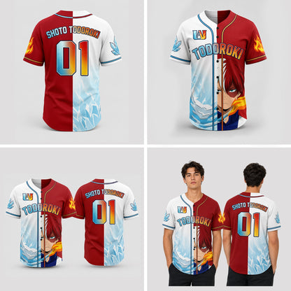 Personalized Fire Ice Baseball Jersey, Custom Name Number Element Hero Shirt - Custom Fan Apparel Image 5