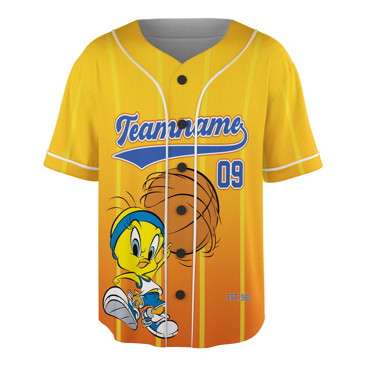 Custom Yellow Orange Authentic Baseball Jersey — Funny Bird Hoops Inspired Jersey — Basketball Fan S - Custom Fan Apparel Image 2
