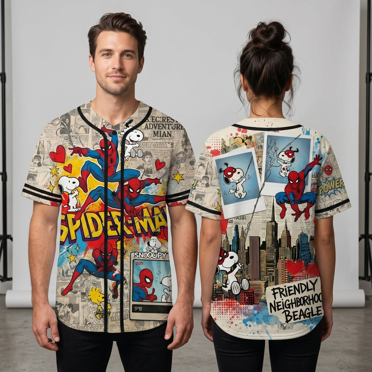 Custom Comic Web Hero Inspired Button Up Jersey - Custom Fan Apparel Image 4
