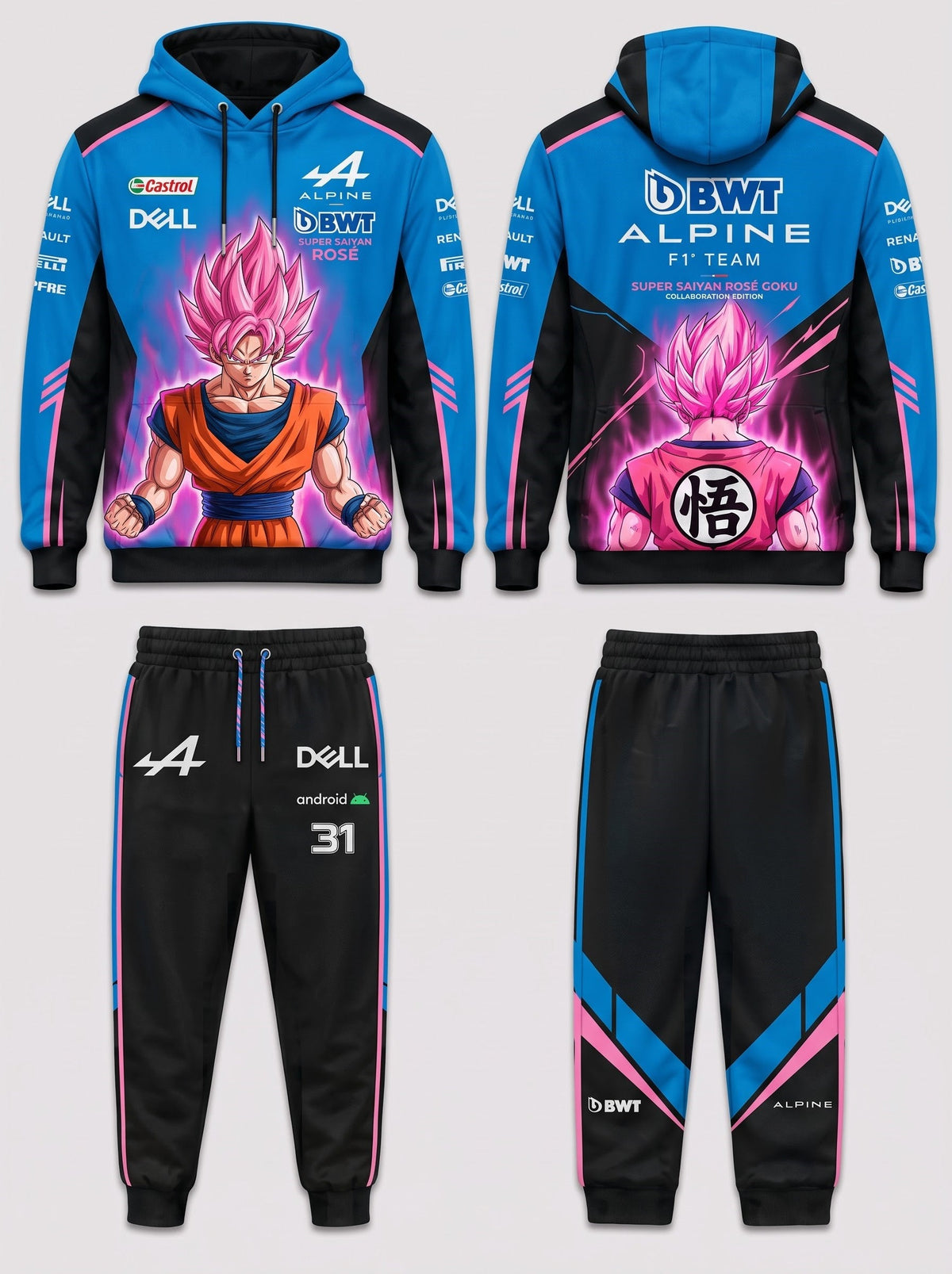 Sport Racing F1 x Son Goku Set — Hoodie & Sweatpants | 11 Formula Team Inspired Dragon Style