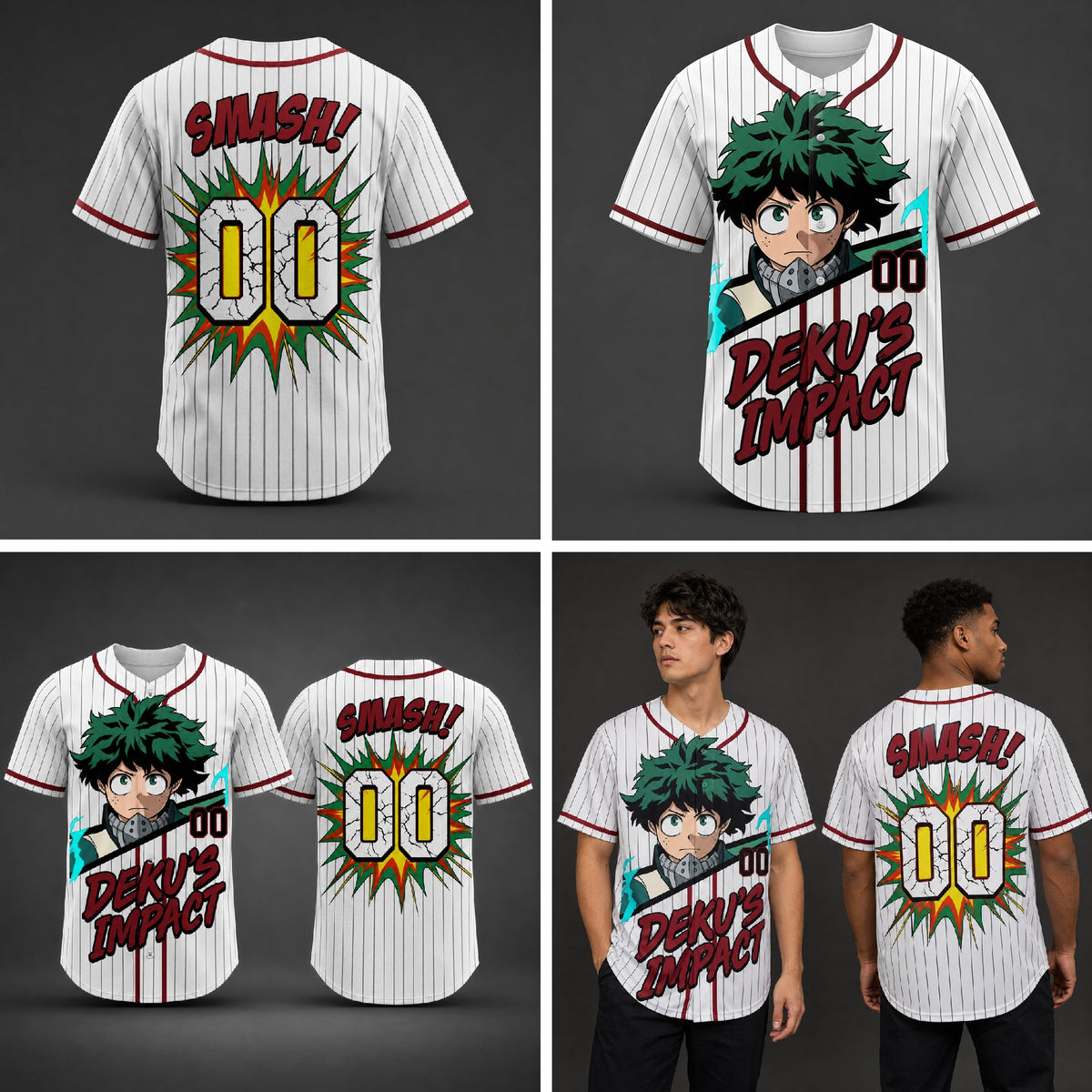 Custom Green Power Baseball Jersey — Anime Hero Academy Inspired Shirt - Custom Fan Apparel Image 4