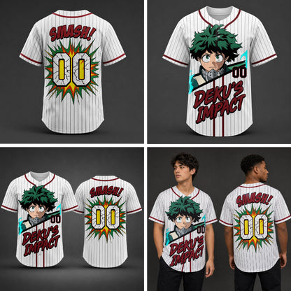 Custom Green Power Baseball Jersey — Anime Hero Academy Inspired Shirt - Custom Fan Apparel Image 4