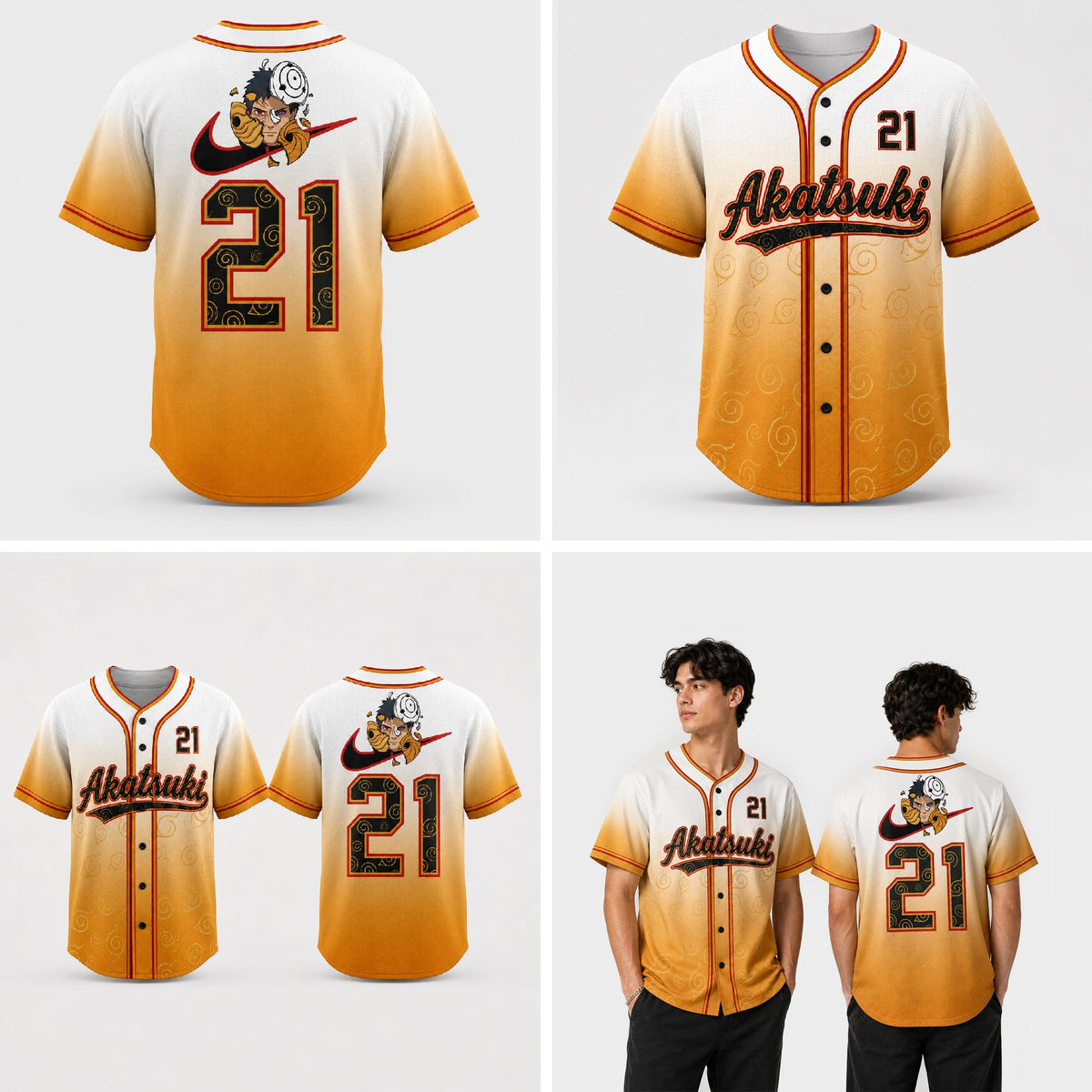 Custom Orange Masked Ninja Baseball Jersey, Personalized Name Number Anime Inspired Shirt - Custom Fan Apparel Image 4