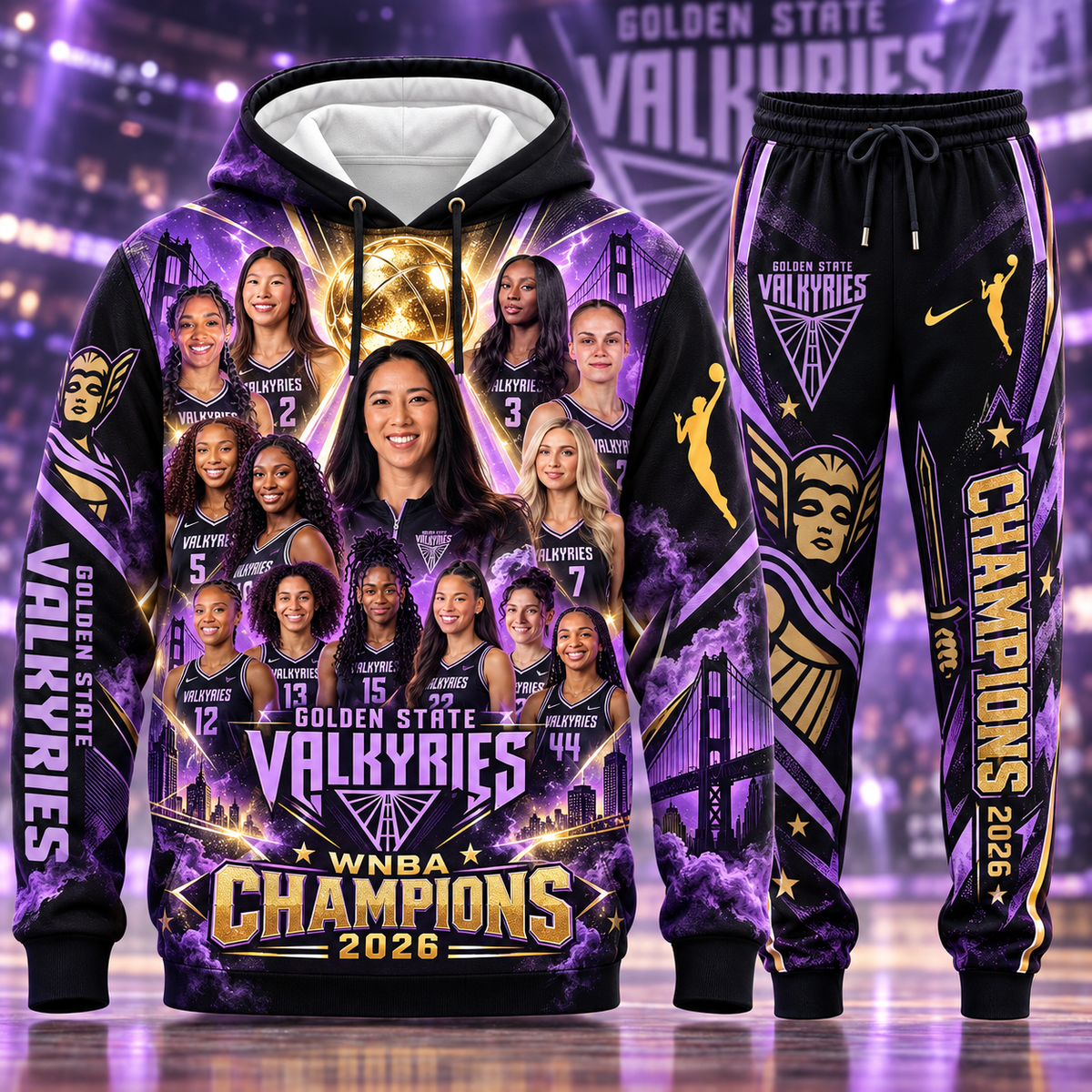Golden State Valkyries Women’s Basketball Fan Set — Hoodie & Sweatpants | WNBA Champions 2026