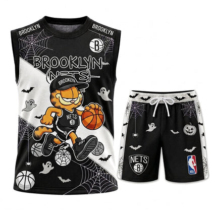 Halloween Basketball Jersey And Shorts Set — Cartoon Cat Sport Fan Outfit | 30 Teams Available - Custom Fan Apparel Image 3
