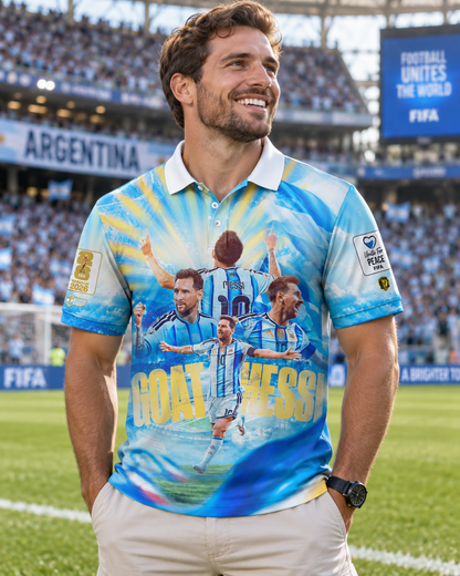Argentina GOAT Soccer Graphic Hoodie, Football Legend Sweatshirt, Blue Champion T-Shirt, Zip Hoodie & Polo Fan Shirt