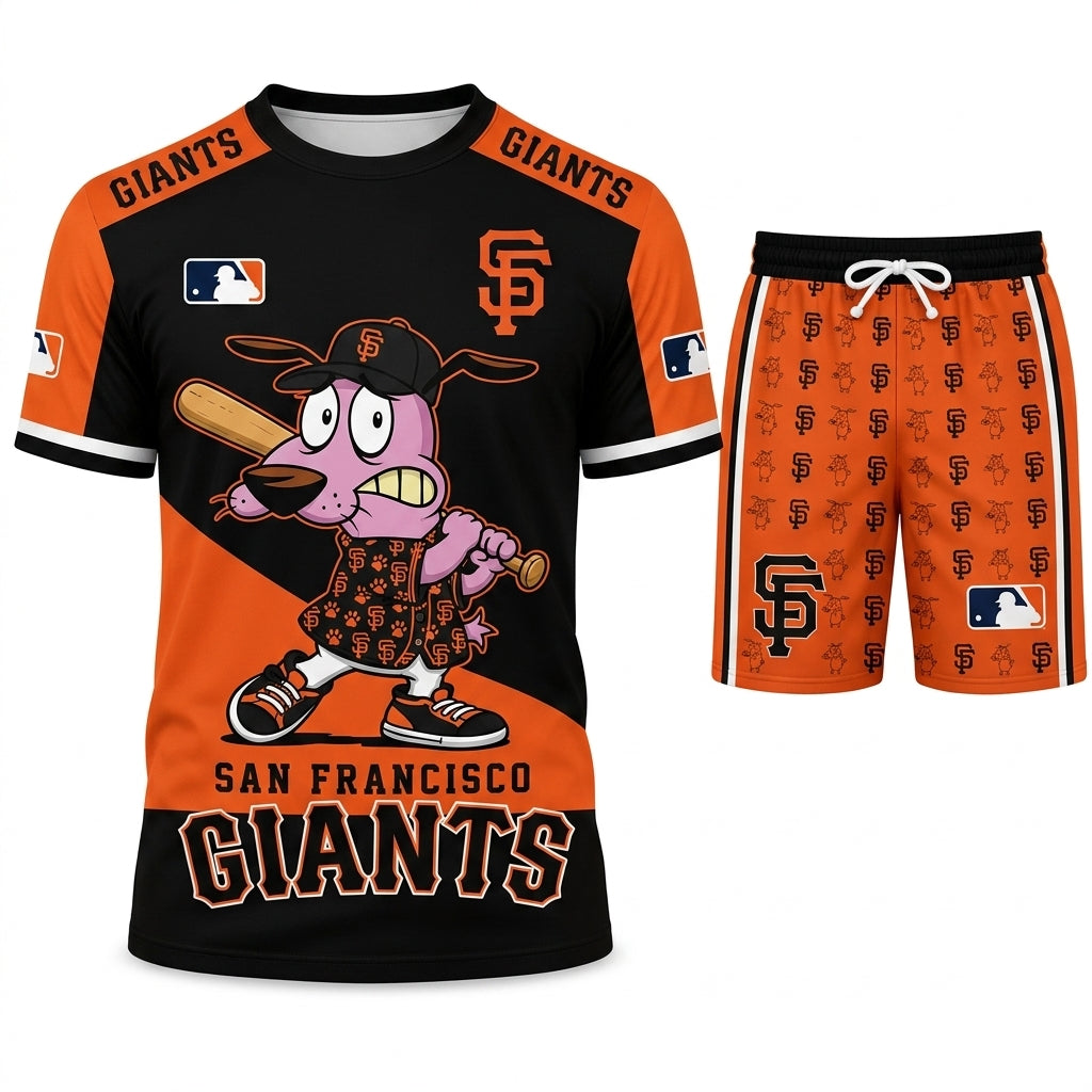 Sport Fan Set T-Shirt + Shorts — Cartoon Dog Baseball Inspired Outfit | All 30 Teams Available