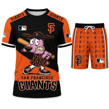 Sport Fan Set T-Shirt + Shorts — Cartoon Dog Baseball Inspired Outfit | All 30 Teams Available