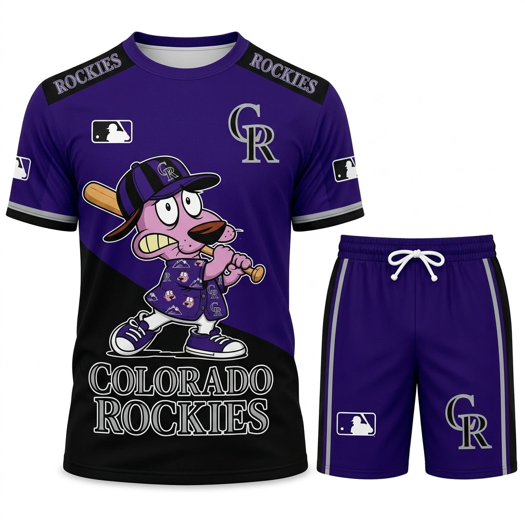 Sport Fan Set T-Shirt + Shorts — Cartoon Dog Baseball Inspired Outfit | All 30 Teams Available