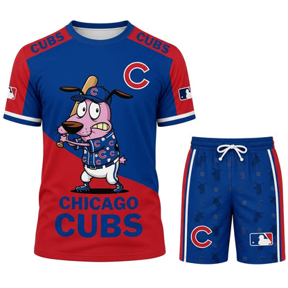 Sport Fan Set T-Shirt + Shorts — Cartoon Dog Baseball Inspired Outfit | All 30 Teams Available