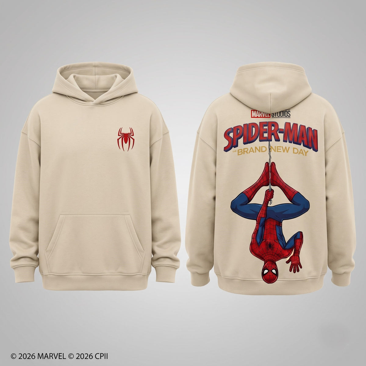 Cream Long Sleeve Shirt — Comic Web Hero Inspired Back Print Tee — Superhero Fan Streetwear Gift - Custom Fan Apparel Image 5