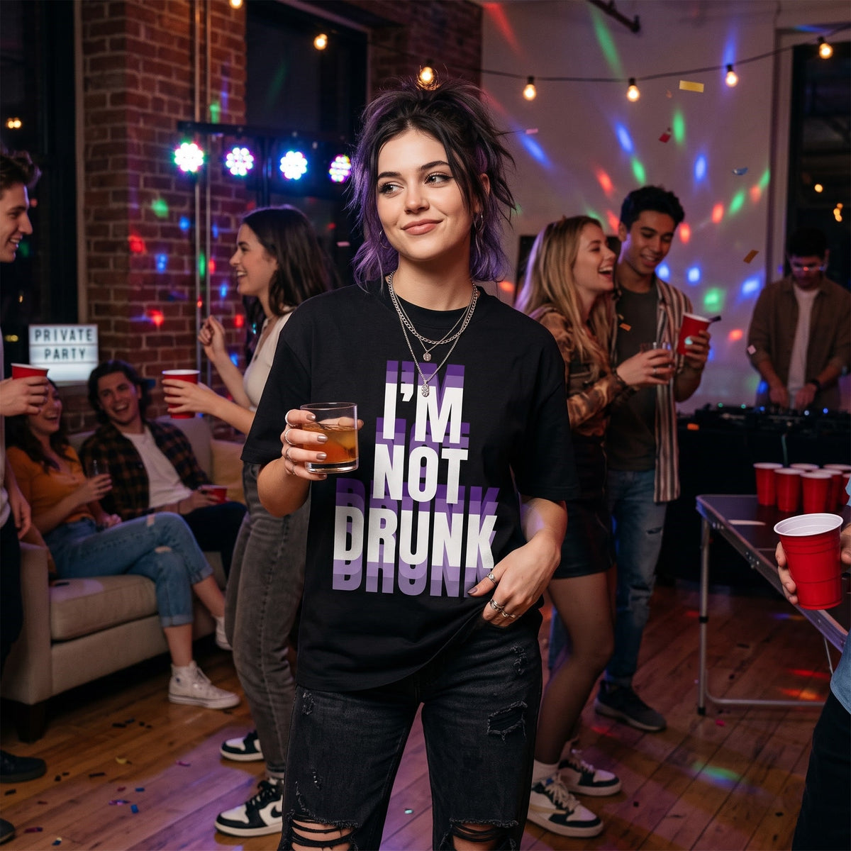 I’m Not Drunk Shirt — Funny Drinking Quote T-Shirt — Sweatshirt & Hoodie — Sarcastic Party Graphic T - Custom Fan Apparel Image 1