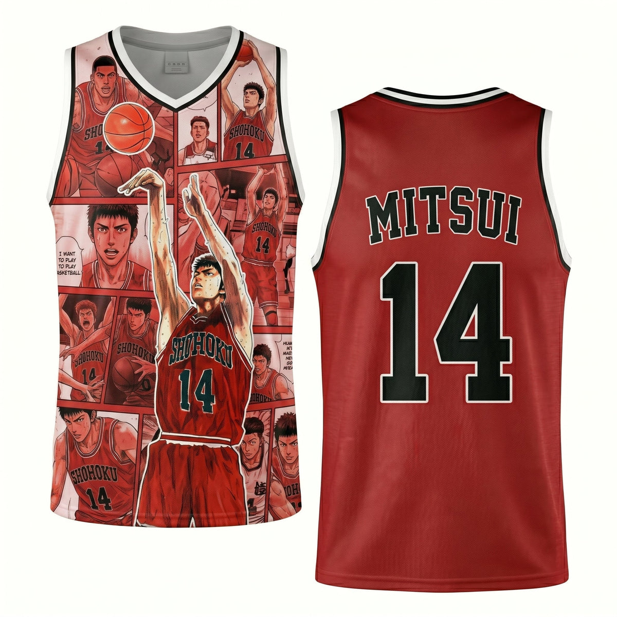 Custom Red Authentic Basketball Jersey — Japanese Anime Inspired Sports Jersey — Cosplay Fan Shirt - Custom Fan Apparel Image 4
