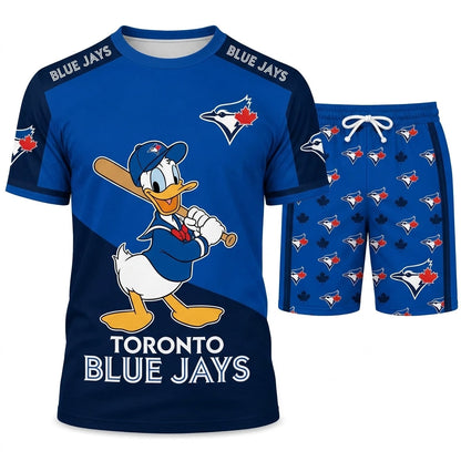 Cartoon Duck Baseball Fan T-Shirt And Shorts Set — Sport Outfit Combo | 30 Teams Available