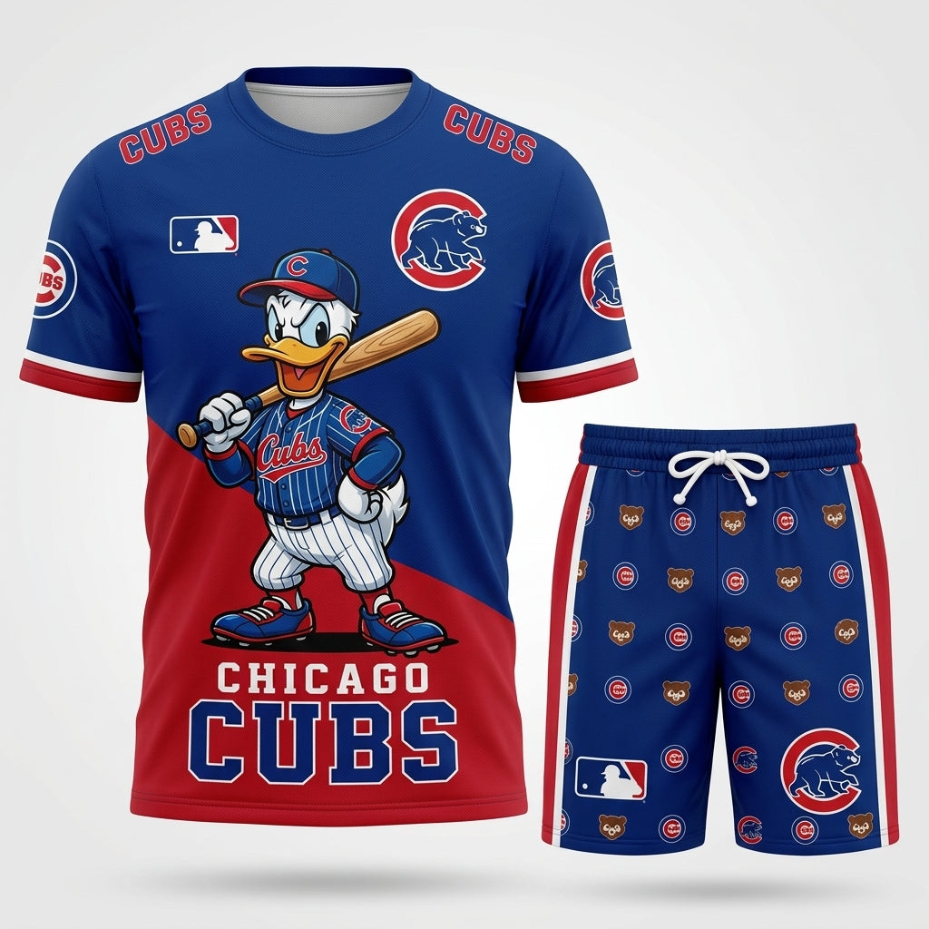 Cartoon Duck Baseball Fan T-Shirt And Shorts Set — Sport Outfit Combo | 30 Teams Available - Custom Fan Apparel Image 3