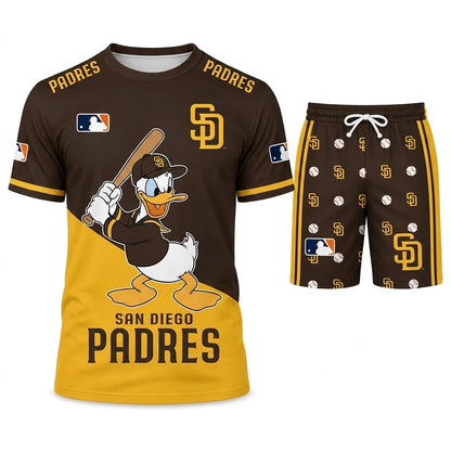 Cartoon Duck Baseball Fan T-Shirt And Shorts Set — Sport Outfit Combo | 30 Teams Available