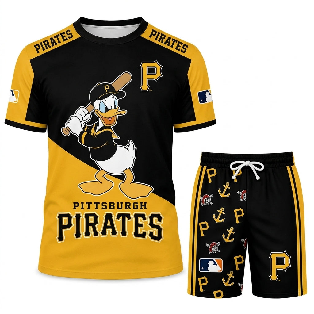 Cartoon Duck Baseball Fan T-Shirt And Shorts Set — Sport Outfit Combo | 30 Teams Available