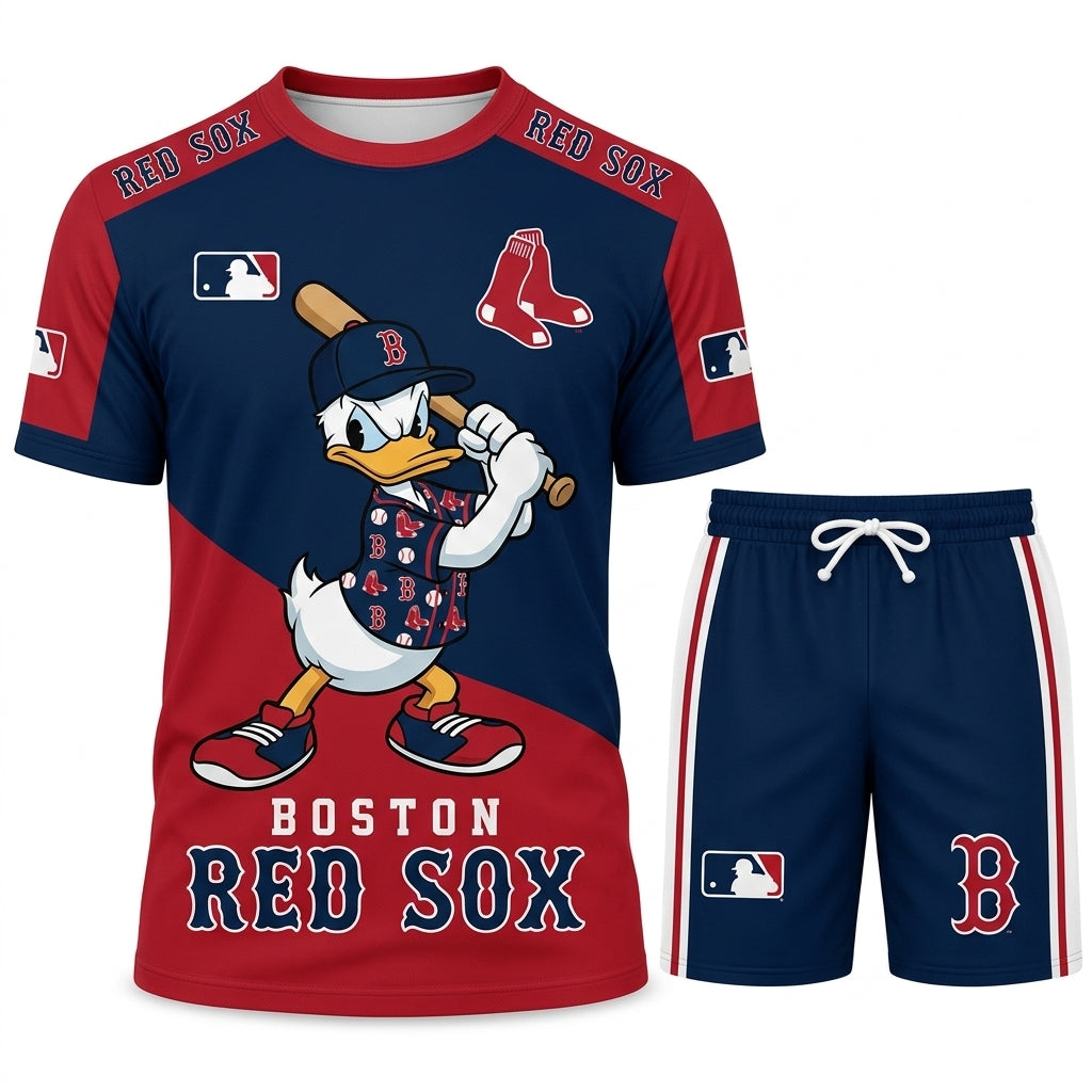 Cartoon Duck Baseball Fan T-Shirt And Shorts Set — Sport Outfit Combo | 30 Teams Available