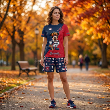 Halloween Baseball Fan T-Shirt And Shorts Set — Cartoon Mouse Sport Outfit | 30 Teams Available