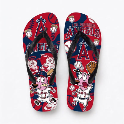 Cartoon Pink Dog Baseball Flip Flops — Sport Fan Sandals | 30 Teams Available - Custom Fan Apparel Image 16