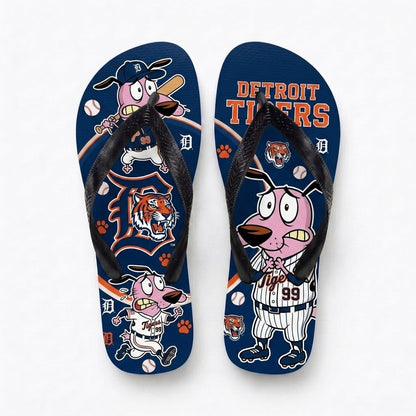 Cartoon Pink Dog Baseball Flip Flops — Sport Fan Sandals | 30 Teams Available - Custom Fan Apparel Image 12