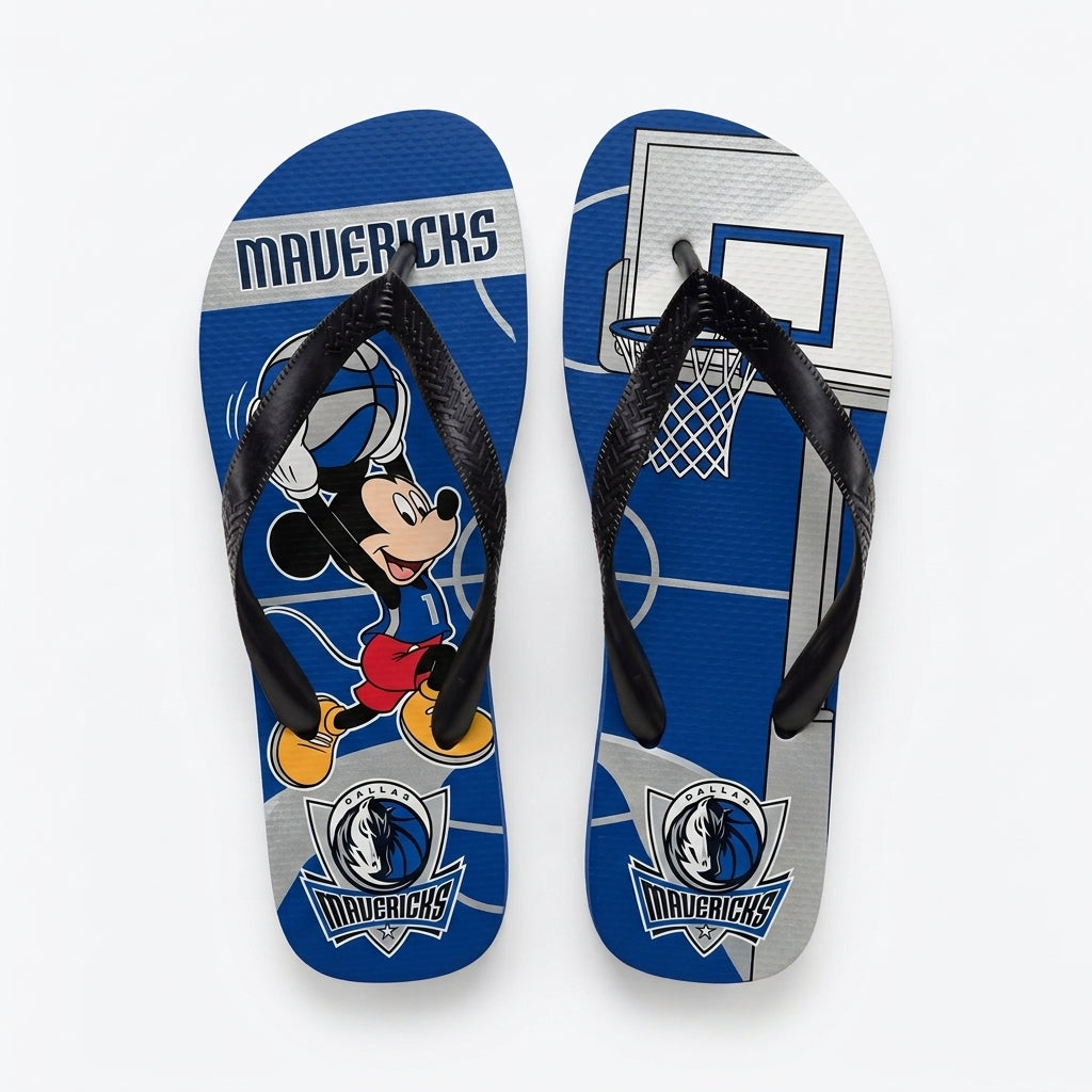 Cartoon Mouse Basketball Flip Flops — Sport Fan Sandals | 30 Teams Available