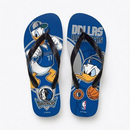 Cartoon Duck Basketball Flip Flops — Sport Fan Sandals | 30 Teams Available