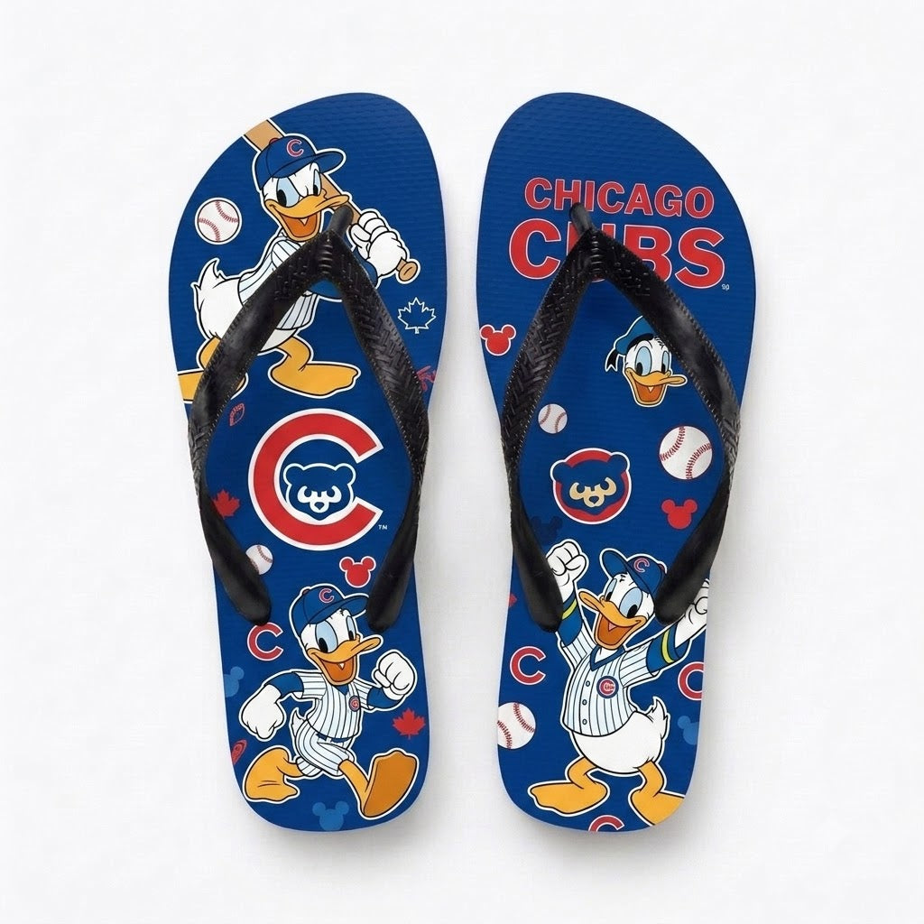 Cartoon Duck Baseball Flip Flops — Sport Fan Sandals | 30 Teams Available