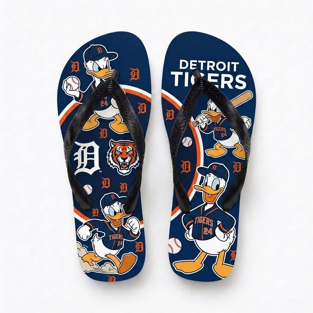Cartoon Duck Baseball Flip Flops — Sport Fan Sandals | 30 Teams Available - Custom Fan Apparel Image 12