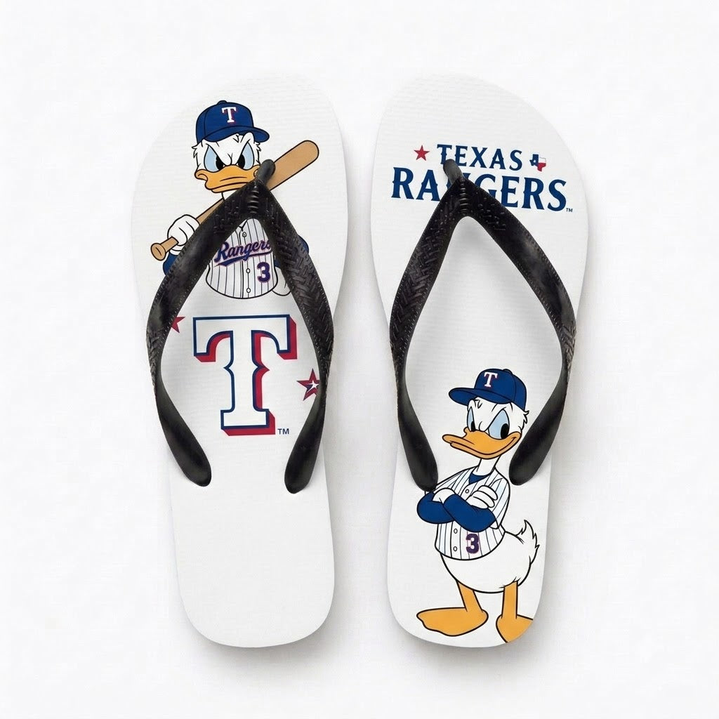 Cartoon Duck Baseball Flip Flops — Sport Fan Sandals | 30 Teams Available - Custom Fan Apparel Image 18