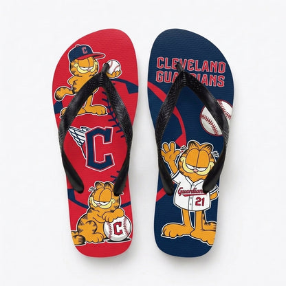 Cartoon Orange Cat Baseball Flip Flops — Sport Fan Sandals | 30 Teams Available - Custom Fan Apparel Image 10