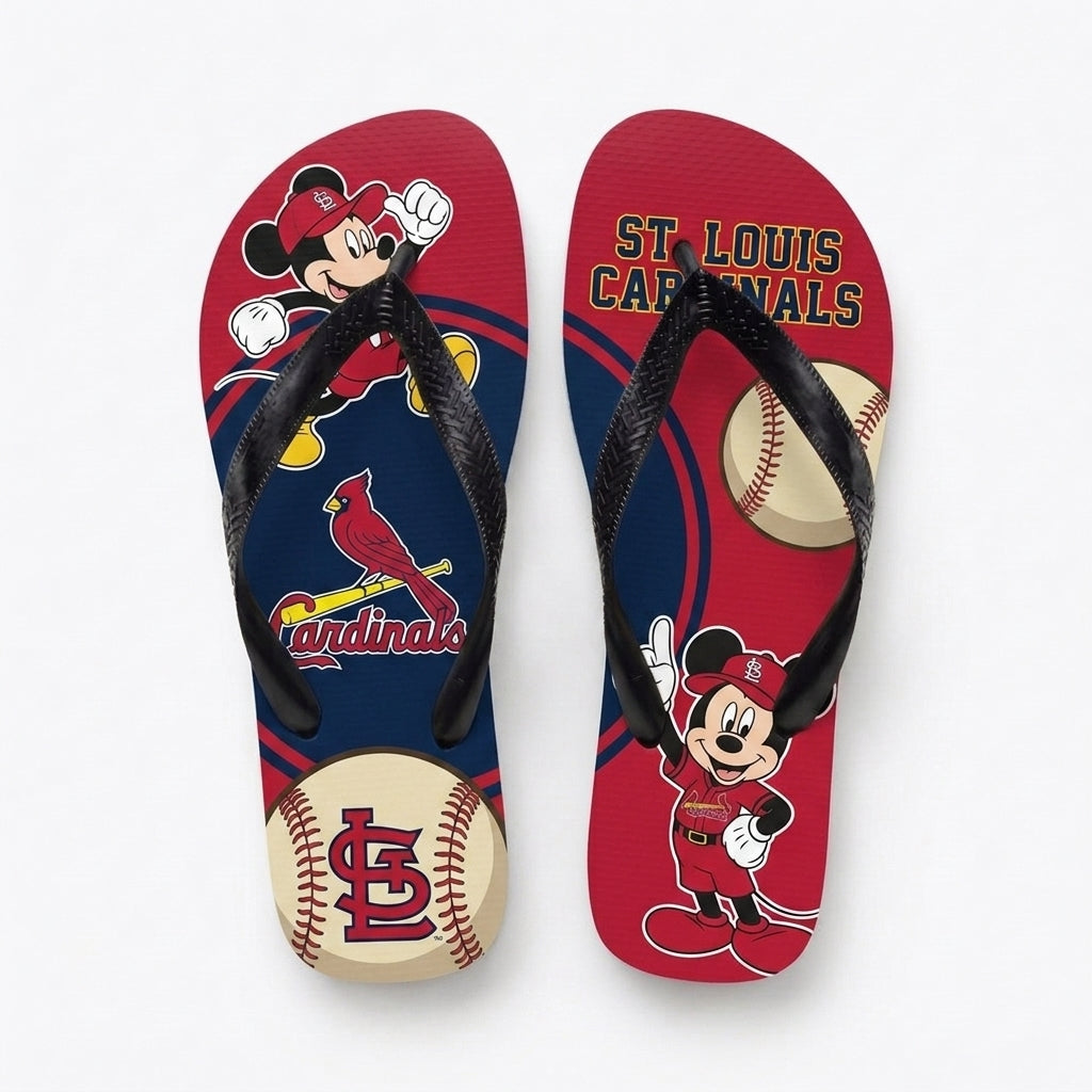 Cartoon Mouse Baseball Flip Flops — Sport Fan Sandals | 30 Teams Available