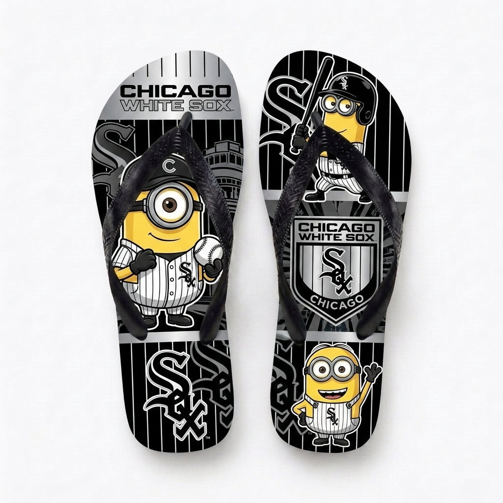 Cartoon Yellow Character Baseball Flip Flops — Sport Fan Sandals | 30 Teams Available - Custom Fan Apparel Image 3