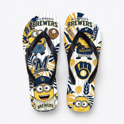 Cartoon Yellow Character Baseball Flip Flops — Sport Fan Sandals | 30 Teams Available