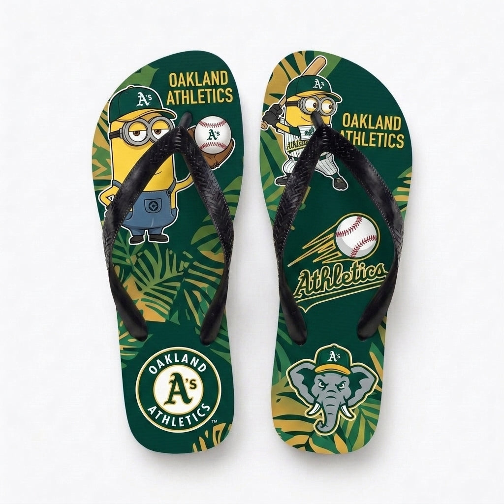 Cartoon Yellow Character Baseball Flip Flops — Sport Fan Sandals | 30 Teams Available - Custom Fan Apparel Image 4