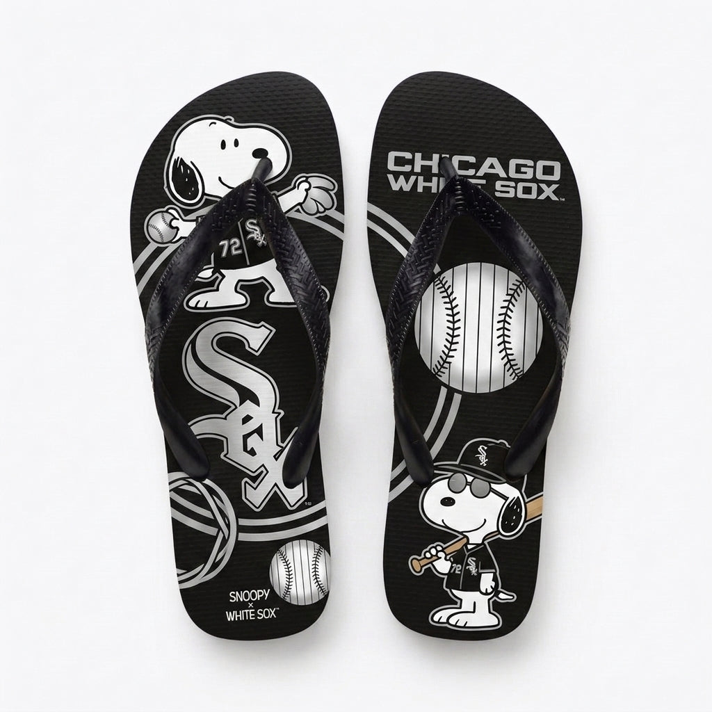 Cartoon Beagle Baseball Flip Flops — Sport Fan Sandals | 30 Teams Available - Custom Fan Apparel Image 2