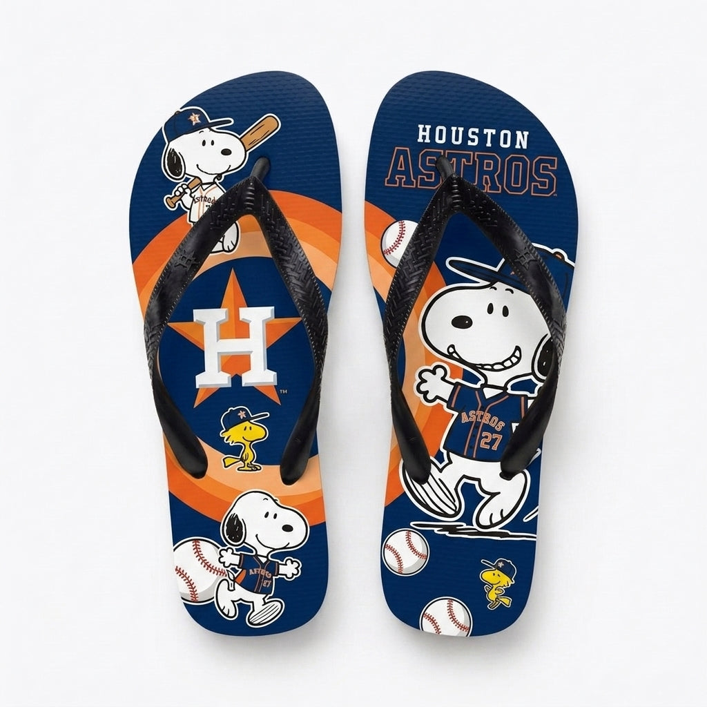 Cartoon Beagle Baseball Flip Flops — Sport Fan Sandals | 30 Teams Available - Custom Fan Apparel Image 14