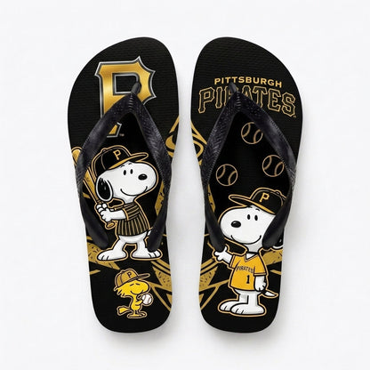 Cartoon Beagle Baseball Flip Flops — Sport Fan Sandals | 30 Teams Available