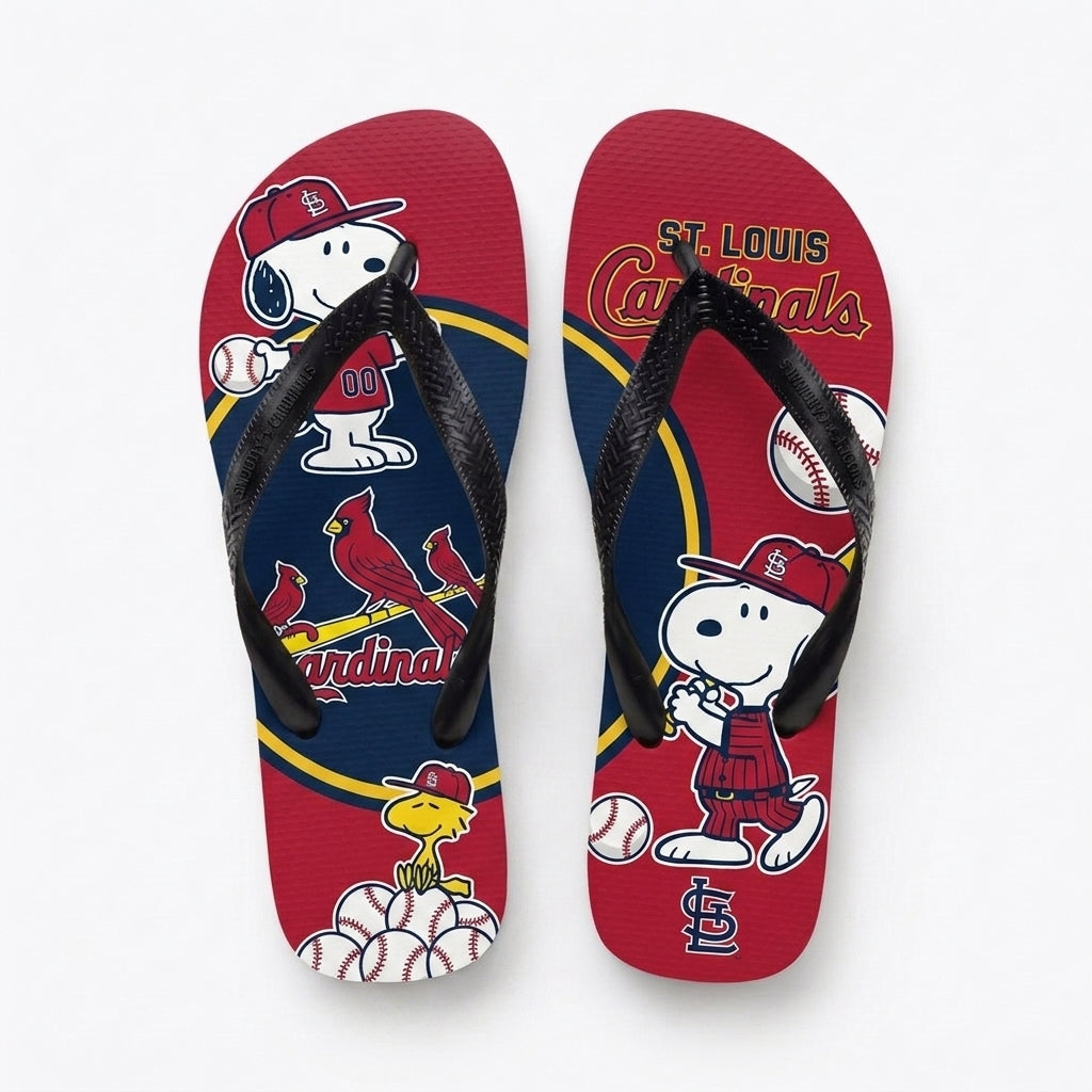 Cartoon Beagle Baseball Flip Flops — Sport Fan Sandals | 30 Teams Available