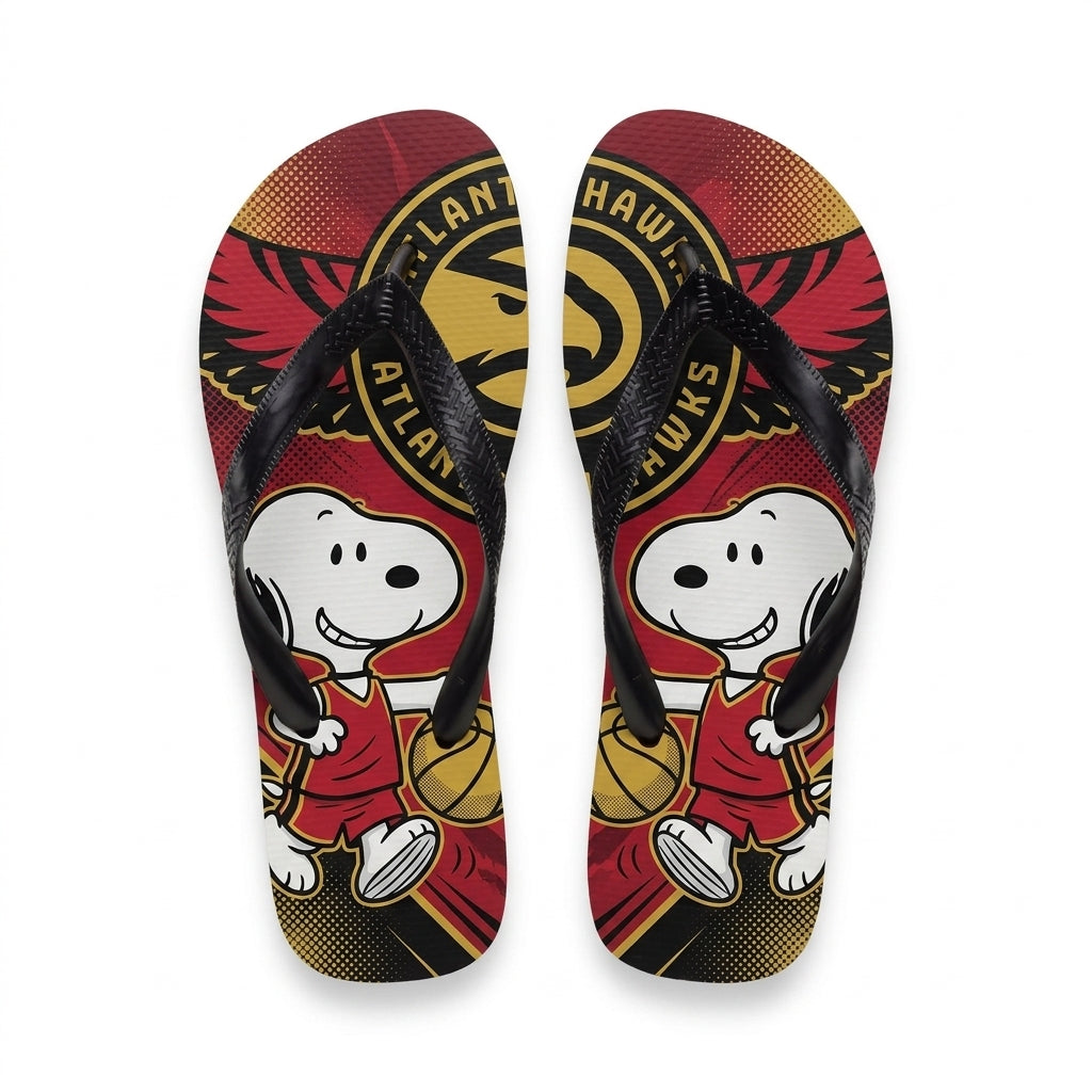 Cartoon Beagle Basketball Flip Flops — Sport Fan Sandals | 30 Teams Available - Custom Fan Apparel Image 11