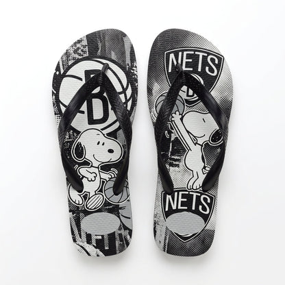 Cartoon Beagle Basketball Flip Flops — Sport Fan Sandals | 30 Teams Available - Custom Fan Apparel Image 2