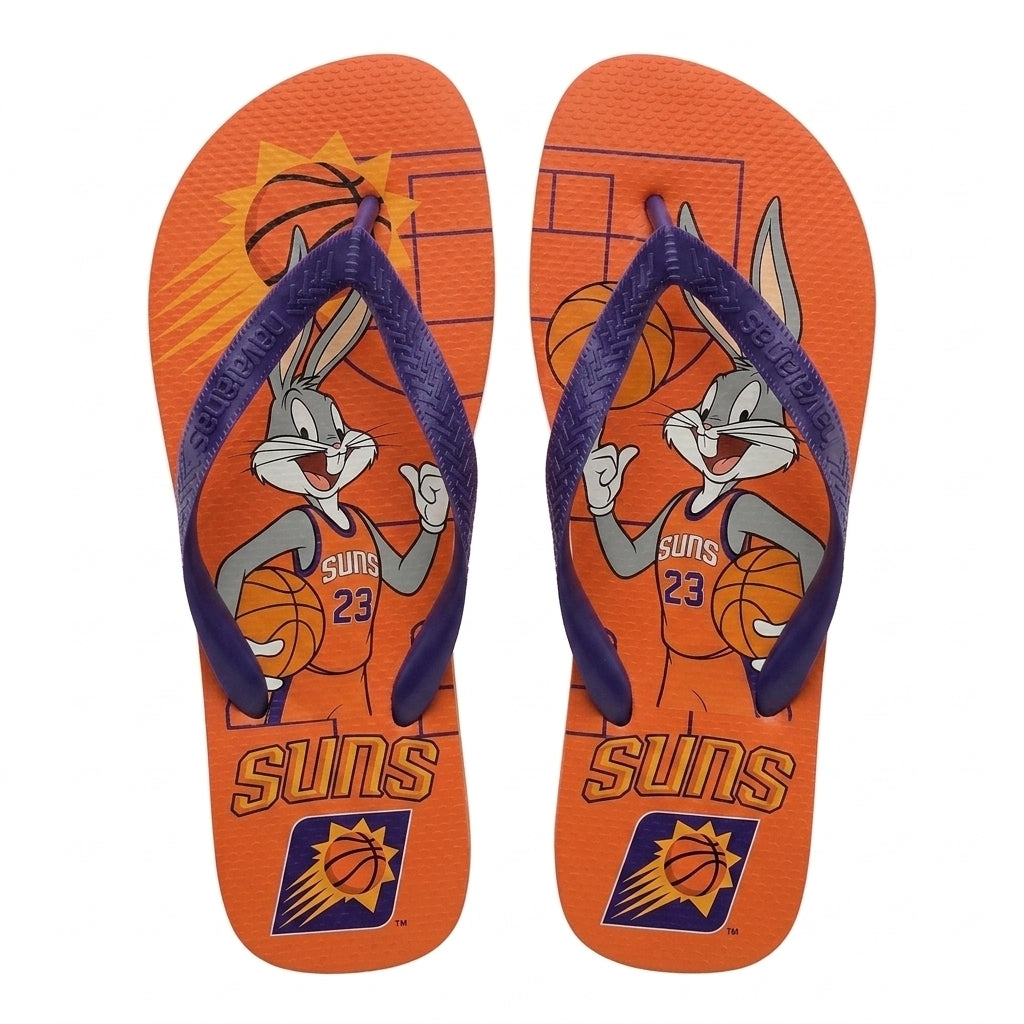 Cartoon Beagle Basketball Flip Flops — Sport Fan Sandals | 30 Teams Available